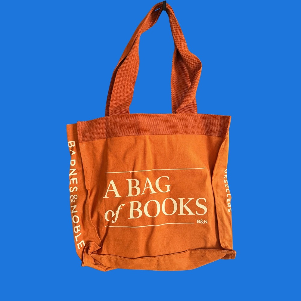 Barnes & Noble A Bag of Books Canvas Tote Bag Orange Graphic Booksellers